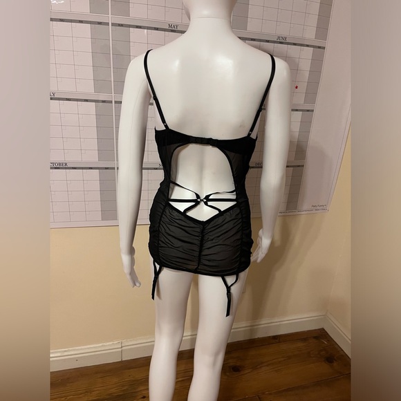 Jezebel USA black lace bodice Teddy with garter clips size M - Picture 4 of 6